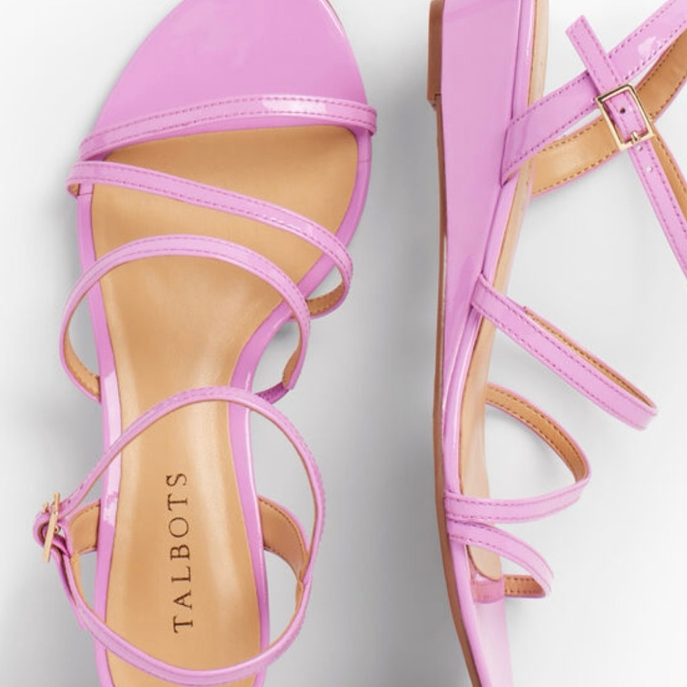 NWOT CAPRI MULTI-STRAP MINI-WEDGE SANDALS - PATENT LEATHER